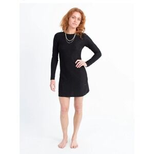 Reformation Black Long Sleeve Ribbed Knit Mini Dress XS Tencel Knit Sweater Fall